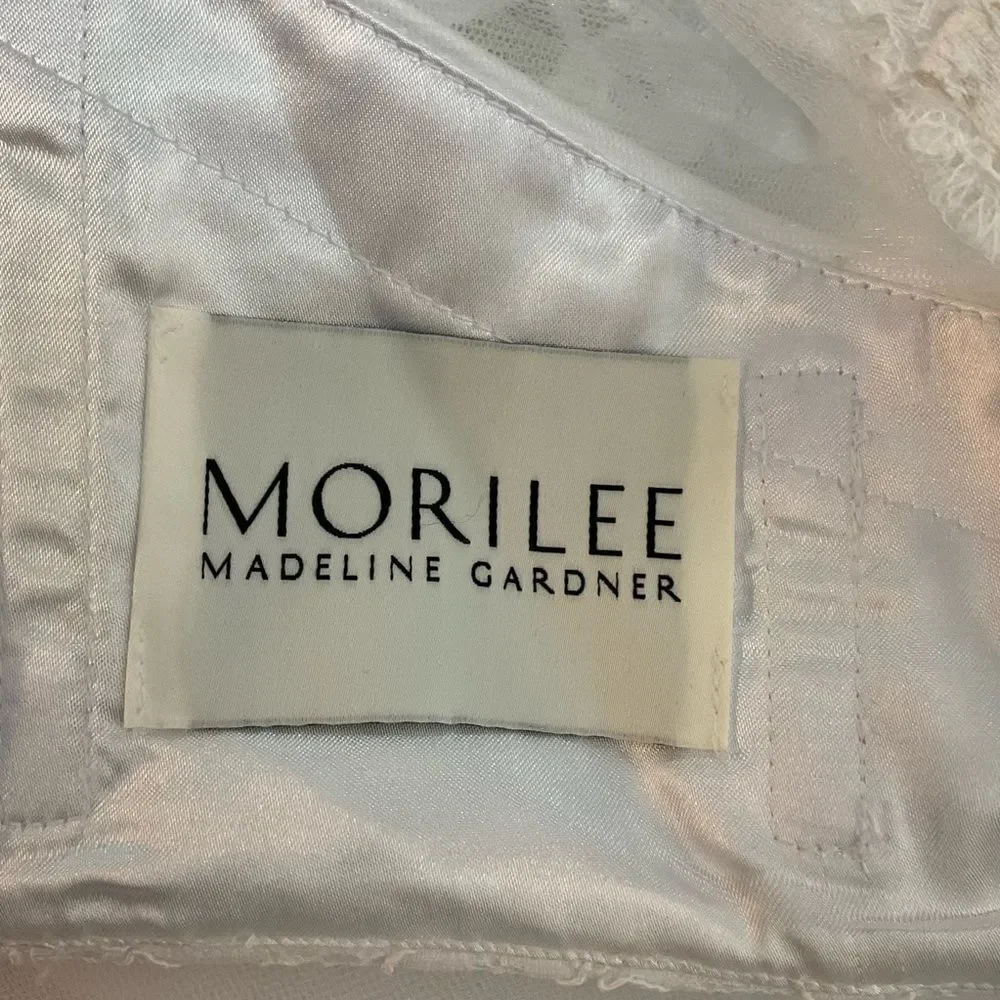 NEW MORILEE 9456 DAMAS DE VIZCAYA white 2 pieces set tulle lace mini dress 6
